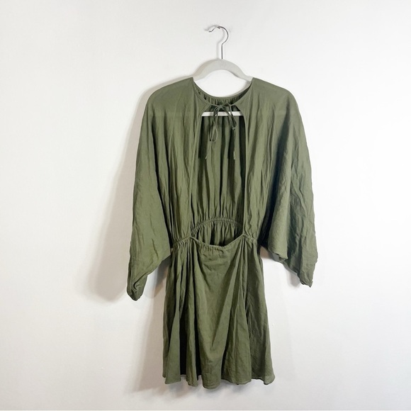 Loup Charmant Kitta Mini Dress Olive Green Linen Small - Picture 4 of 8